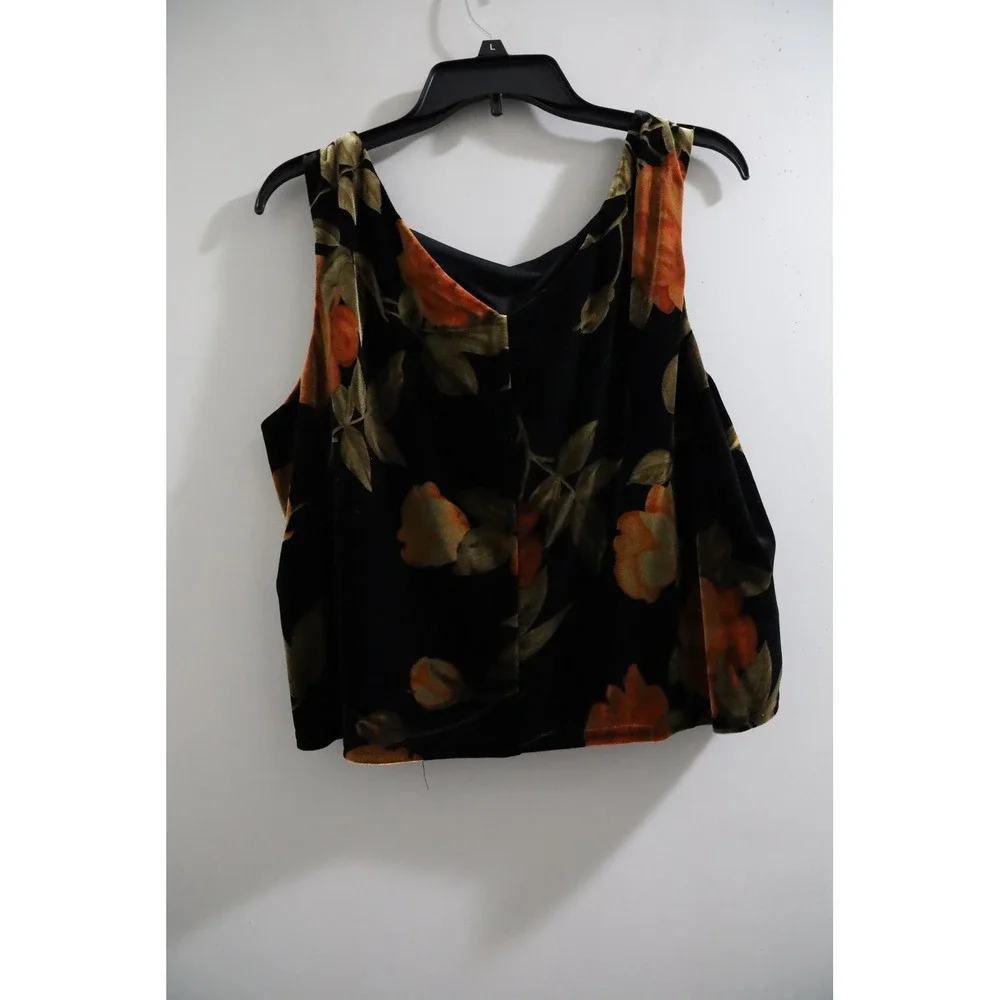 Coldwater Creek Floral Velvet Top & Bronze Taffeta Maxi Skirt Set‎ P16 PXL NEW